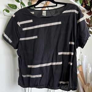 UZI NYC geometric print boxy cotton shirt